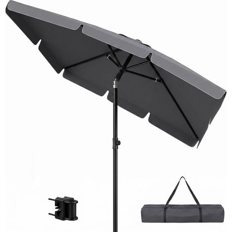 HAUSPROFI Parasol de Jardin Exterieur Rectangulaire Inclinable, 200×125 cm, Protection optimale contre le soleil, Protection anti-UV,Sac de rangement inclus (1/4)
