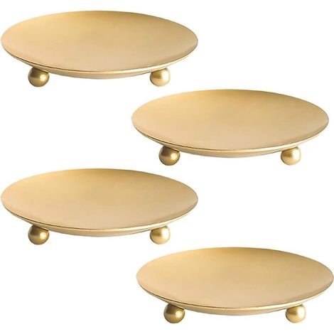 Juego de 4 portavelas redondos de metal, portavelas de hierro forjado, decoración para velas aromáticas para bodas, hogar, decoración navideña, cenas a la luz de las velas. (1/5)