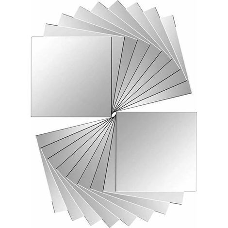 Lot de 18 pièces miroir carreaux autocollant miroir autocollant miroir mural pour décoration murale argent 15 x 15 cm (1/4)