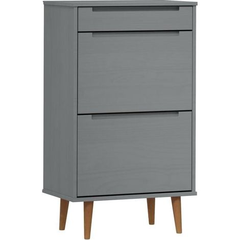 Meuble à chaussures MOLDE, gris, 59,5 x 35 x 103 cm, bois de pin (1/5)