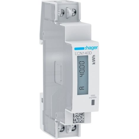Hager – Compteur mono 40A – Gestionnaire d'énergie – Intensité 40A – Alimentation 230V – Tension 230V – 1 zone – ECN140D (1/3)