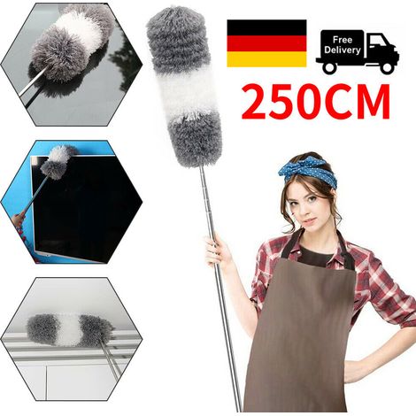 Perche Telescopique - 80 A 250 Cm - Tete De Balai A Poussee Pliee 42 Cm - Acier Inoxydable - Pour Nettoyage Hauteur Sans Echelle - 1 Unite (1/5)