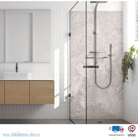 Panneau de douche : Marbre de Seravezza 1 - Couleur Sépia 1 - Alu composite - 90 - 245 (1/3)