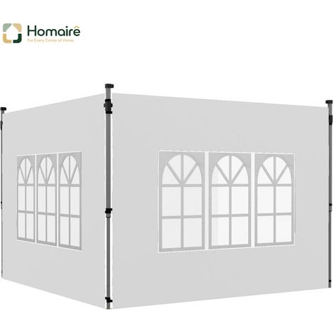 HOMAIRE 2e Set de Panneaux Latéraux pour Pavillon 3x3/3x4 m, Paroi Latérale avec Fenêtre, Blanc Étanche
