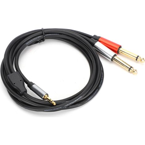 Câble audio 2 en 1 1,8 m 3,5 mm vers 6,35 mm anticorrosion, double répartiteur, câble audio téléphonique