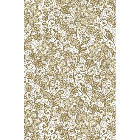 Nappe en papier à fleurs dorées 120 x 180 cm