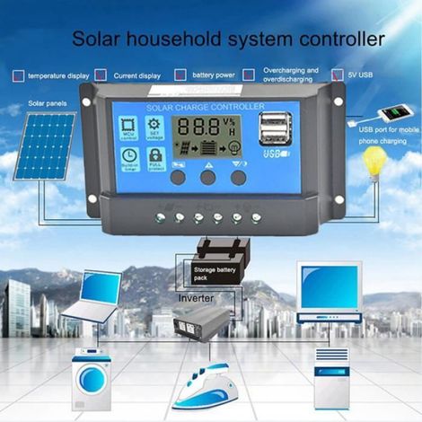 Contrôleur de charge pour panneaux solaires, 12V / 24V MPPT AF, suivi de contrôleur de charge de régulateur de panneau solaire(100A) (1/4)
