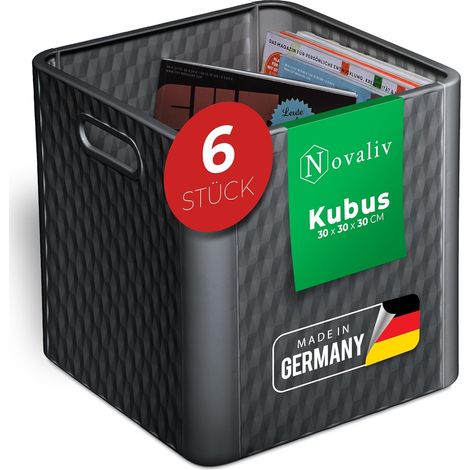 Novaliv 6X Box 30x30x30 cm Boîtes en plastique pour étagères Kallax Paniers 30x30 Boîte de rangement comme boîtes d'armoire Idéal comme boîtes pour