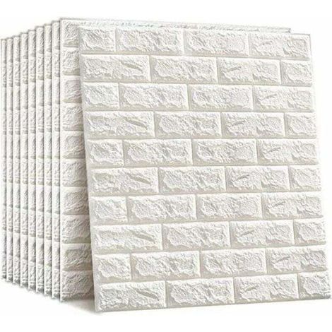Paneles de pared 3D autoadhesivos con aspecto de piedra, 77 x 70 cm, impermeables, de PVC, compactos, de espuma suave, anticolisión, 10 unidades (1/5)