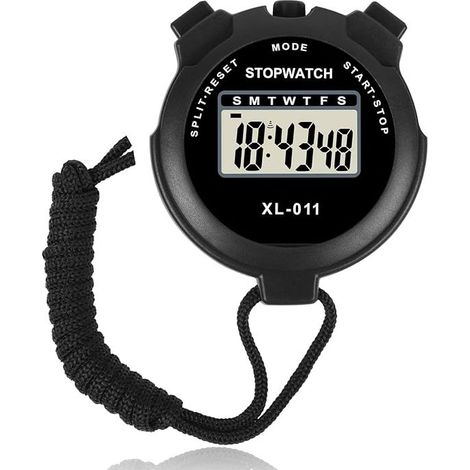 Chronomètre électronique étanche, chronomètre de sport multifonctionnel, montre d'arbitre de chronométrage numérique ABS extérieure avec lanière (noir) (1/5)