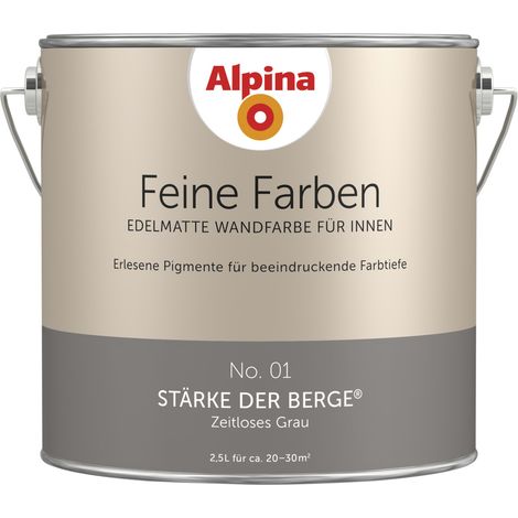 Alpina Feine Farbe No 01 2,5 l Zeitloses Grau Stärke der Berge Wandfarbe 30m² (1/3)