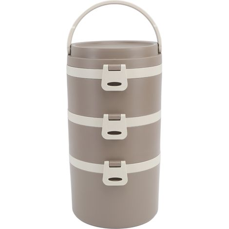 Boîte à bento en acier inoxydable 304, amovible, isotherme, portable, 2,4 L, idéale pour le bureau, les voyages et le café. Trois compartiments. (1/5)