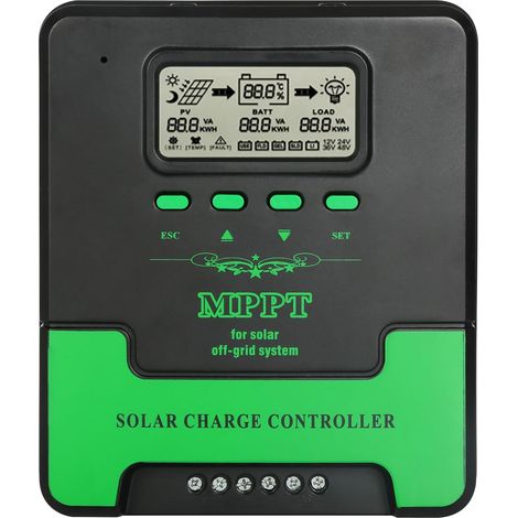 Contrôleur de Charge MPPT 40A/60A, Paramètre Automatique de Contrôleur de Charge MPPT Réglable avec Écran LCD, Régulateur de Panneau Solaire d'entrée 100/180VDC for Gel AGM et Batterie au Lith (1/5)