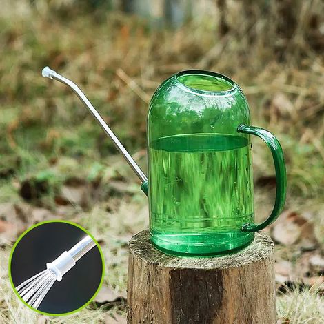 2L Arrosoir en Plastique avec Long Bec en Acier Inoxydable Un Arrosage Facile - Marquages de Mesure Clairs - Long Bec Verseur Arrosoir pour Plantes D'intérieur et Fleurs - Vert (1/5)