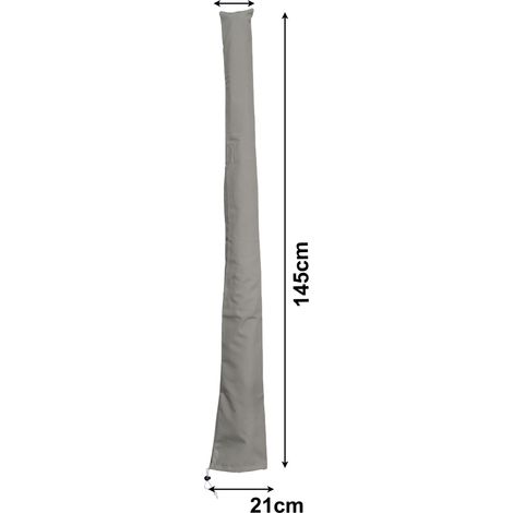 Schutzhülle 145x11/21cm für Balkon Sonnenschirm 2x1,25m Grau