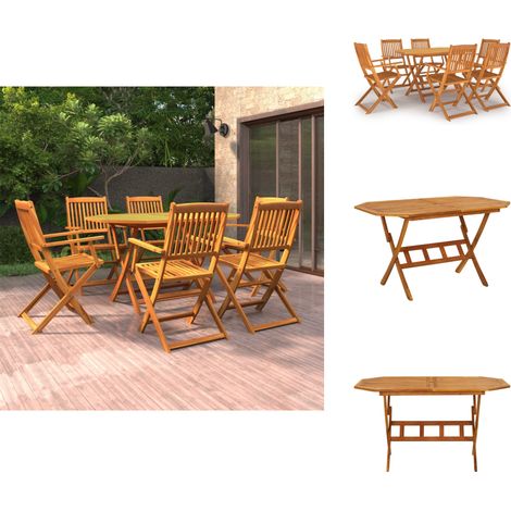 7-tlg. Garten-Essgruppe Massivholz Akazie - Gartenmöbel - Esstisch - Gartensessel - Akazienholz - Holztisch (1/5)