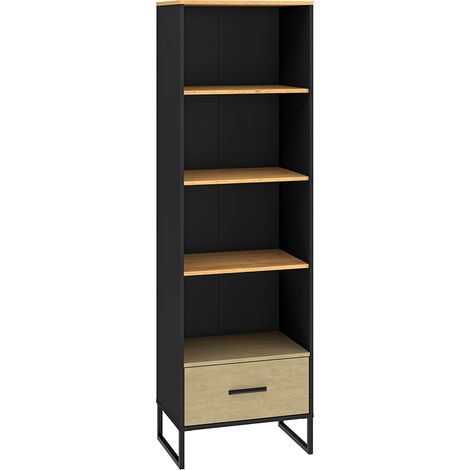 Regal 60cm breit, schwarz mit Eiche und sandfarben, CASPER-131 (1/5)