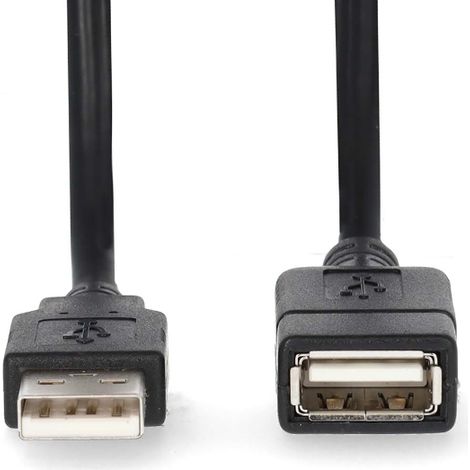 Cable usb usb 20 usb a male usb a femelle 480 mbps nickele 100 m rond pvc noir etiquette (1/3)