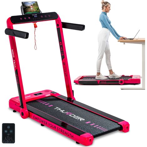 THUNDER RACE-PINK Laufband Klappbar Walking Pad 14 km/h Bluetooth App Steuerung LED Display 130 kg (1/5)