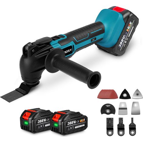 Oszillierendes Multitool, 20.000 U/min, kabellos, Stufe 6 Vibration, Holzbearbeitungswerkzeug, elektrischer Dekorationstrimmer mit 2 Batterie (1/5)