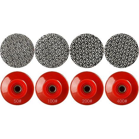 Satz mit 4 galvanisierten Diamantschleifscheiben von 50 mm (2 Zoll) - 5/8"-11 Gewinde, geeignet für Marmor, Quarz und Keramik - Zubehör zum Abrichten und Schleifen von Winkelschleifern. (1/5)