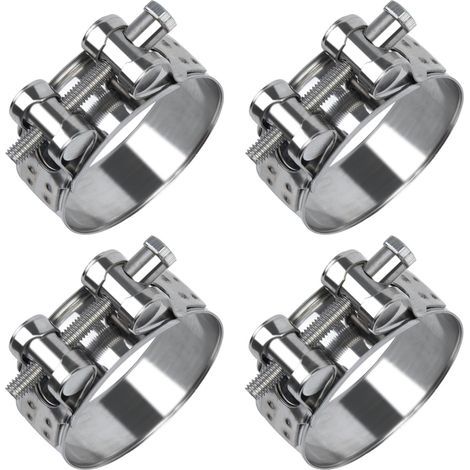 60-63mm Collier de Serrage Inox, 4Pcs Métallique Collier Durite, Collier Serrage Réglable en Acier Inoxydable Convient pour Tuyau, Home Gaz, Tuyau D'eau, Câble (1/5)
