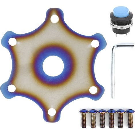Cache-bouton de klaxon de volant universel en ABS et métal pour voiture de course (6 boulons), bleu-AquaForge (1/5)