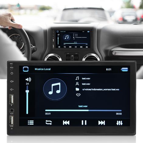 Système de navigation embarqué avec écran tactile Android de 7 pouces, deux ports USB en façade, autoradio et caméra de recul (1+16G) (1/5)