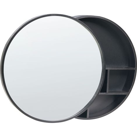 Armadietto a muro per bagno con specchio 50 x 50 cm Legno di bambù Nero Ucayali