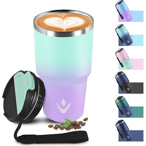Mug Isotherme 600ml 20oz, Tasse Isotherme sans BPA, Tasse Thermos Double Paroi, Thermo Café Réutilisable Acier Inoxydable 304, Tumbler pour École, Sport, Bureau, Gym, Yoga, Camping, Randonnée (1/5)