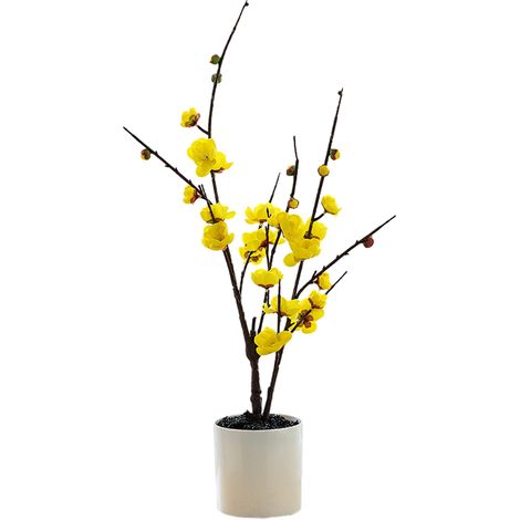 Grande branche de fausse fleur de prunier en pot, fleurs artificielles, simulation de plante, décoration, fausses fleurs