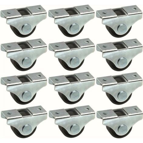 12x roulette meuble 25mm universelle mini rouleau noir pied lit casier chariot poubelle rangement table roue (1/2)