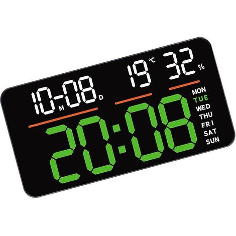 Réveil moderne à double fonction avec grand écran LED numérique, fonctionnement silencieux, deux alarmes et télécommande. Indispensable à la maison comme au bureau. Disponible en plusieurs coloris, do (1/5)