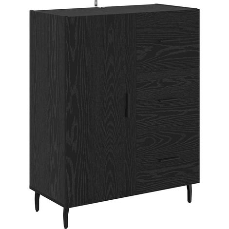 Buffet,Meuble de Rangement,Bahut Chêne noir 69,5 x 34 x 90 cm Bois d'ingénierie et fer CFW716795 (1/5)