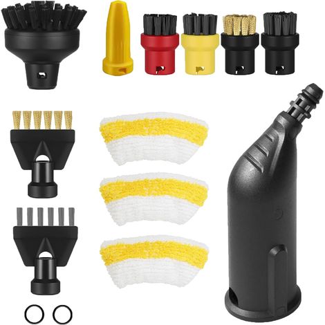 14 pièces pour accessoires Kärcher SC1 SC3 SC5 SC4 SC2, pour accessoires de nettoyeur vapeur Kärcher SC1 SC3 SC5 SC4 SC2 comprenant une buse allongée, une buse courbée, une brosse ronde, une buse pour (1/5)