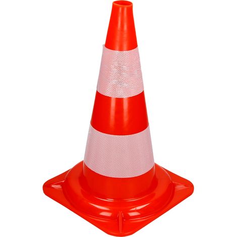 ECD Germany 1 Stück Verkehrskegel Pylone 47 cm, Orange-Weiß, Verkehrsleitkegel mit 2 reflektierenden Streifen, stapelbar & flexibel, Warnleitkegel Warnkegel Leitkegel Verkehrshütchen Markierungskegel