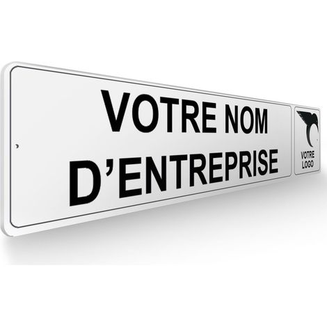 Panneau de signalisation pour parking Personnalisable société + logo droite - 48 x 10 cm (1/5)