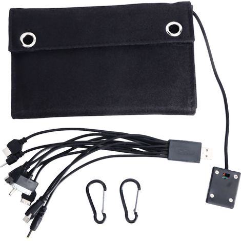 Chargeur Solaire Pliable 5 Fois - Haute Puissance USB pour Téléphones - Recharge Extérieure Efficace - Panneau Solaire Portable 10 en 1 (1/5)