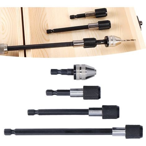 4-teiliges Set inklusive 1/4-Zoll-Magnet-Sechskantschaftverlängerungen, Bohrern und Schnellspannfutter (1/5)