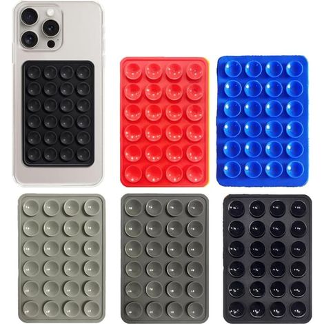 Support de téléphone portable à ventouse avec forte adhérence, support en silicone adhésif pour vidéos mains libres, idéal pour la salle de bain, rouge et noir. (1/5)