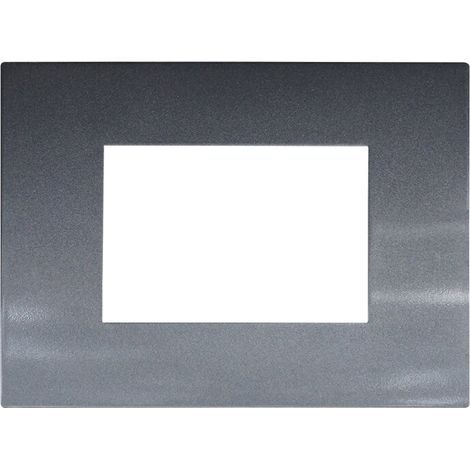 ETTROIT Placca Plastica 3P Colore Acciaio Scuro Compatibile Con Vimar Arke - VA83307 (1/3)