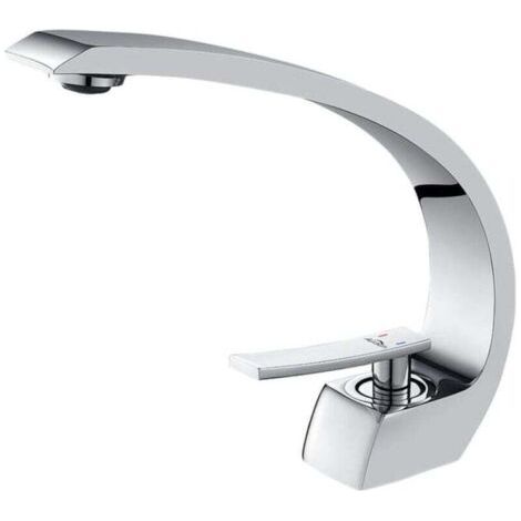 Robinet de lavabo de salle de bain design cascade robinet mélangeur en laiton chromé robinet de toilette salle de bain robinet créatif (1/4)