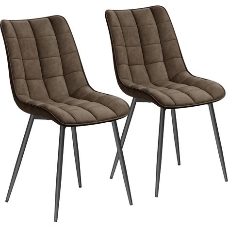 WOLTU Set di 2 sedie da pranzo, seduta in similpelle, sedie da cucina, gambe in metallo Marrone