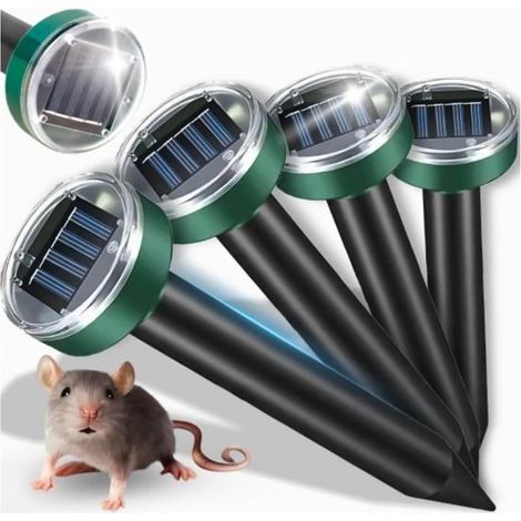 Set mit 4 Ultraschall-Maulwurfabwehrgeräten. Variable Frequenz von 400 bis 1000 Hz. Wirksam über mehrere hundert Meter. (1/5)