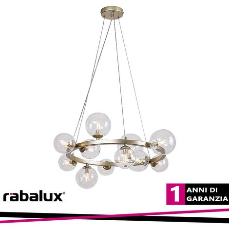 Lampadario Rabalux Aslov ottone vetro 11 luci G9 Ø71 (1/3)