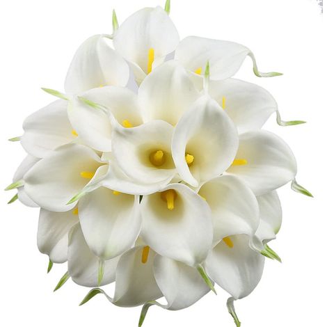 20 pièces (blanches et jaunes) de lys calla artificiels pour bouquet de mariée-AquaForge (1/5)