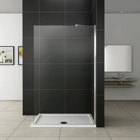 Aica Sanitaire – Paroi de douche 160x200cm – Verre trempé anticalcaire 8mm – Barre de fixation extensible 73-120cm – Montage gauche/droit (1/5)