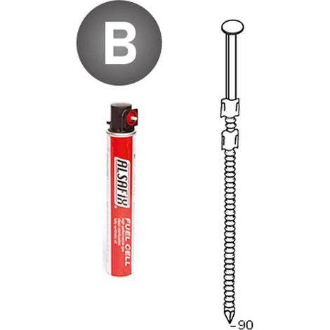 2 200 Pointes Annelées en Bande 20° (Pack) - 3.1x90 mm + 2 Cartouches de Gaz Rouge - D-Work (1/5)