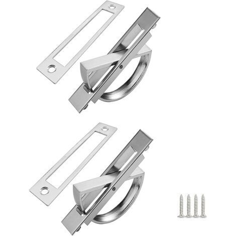 QORVA-2 Pcs Poignée Encastrée, Poignées Invisibles Rotatives, Tatami Poignées Cachées pour Tiroir Armoire de Plancher, Tiroirs, Coiffeuses, etc(Argent) (1/5)