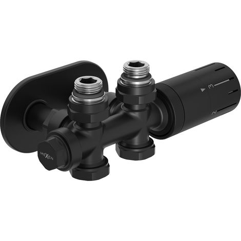 Mexen G05 set de thermostats angle/droit avec rosace R, Duplex, DN50, noir - W908-958-905-70 (1/3)